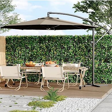 10ft Patio Umbrella with Cantilever Design Cantilever Hanging Umbrella with Crank Cross Base