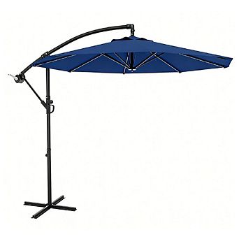10ft Patio Umbrella with Cantilever Design Cantilever Hanging Umbrella with Crank Cross Base