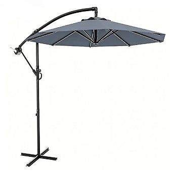 10ft Patio Umbrella with Cantilever Design Cantilever Hanging Umbrella with Crank Cross Base
