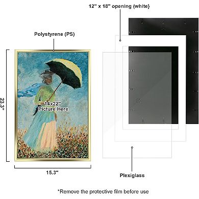 Matte Gold 14x22 Frames Set of 3 Matted for 12x18 Prints or 14x22 Posters