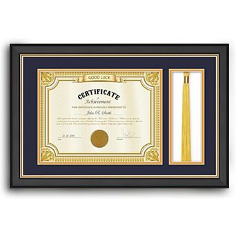 11x17.5 Black Wood Diploma Frame 8.5x11 Certificate with Tassel Display
