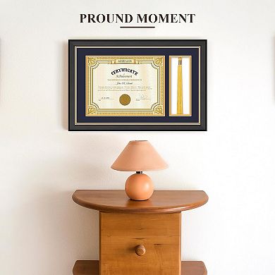11x17.5 Black Wood Diploma Frame 8.5x11 Certificate with Tassel Display