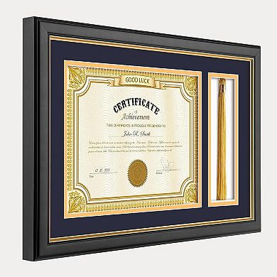 11x17.5 Black Wood Diploma Frame 8.5x11 Certificate with Tassel Display