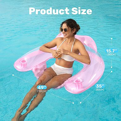 2 pack Inflatable Pool Float Chair Hammock Cup Holder