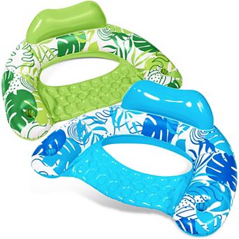 2 pack Inflatable Pool Float Chair Hammock Cup Holder