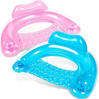 2 pack Inflatable Pool Float Chair Hammock Cup Holder