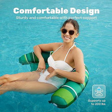 2 Packs Inflatable Pool Float Chair Sling Fabric Stripes