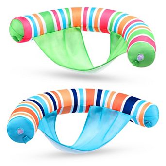 2 Packs Inflatable Pool Float Chair Sling Fabric Stripes