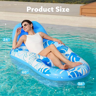 Inflatable Pool Float Lounger Chair with Cup Holders