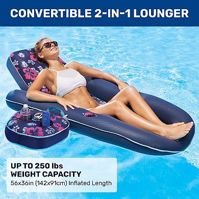 Pool Float Lounge Adjustable Backrest Cupholder