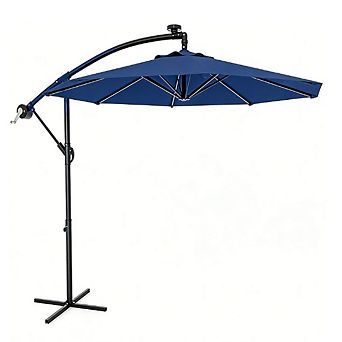 10FT Offset Umbrella with Cross Base 360-degree Rotation Infinite Tilt for Deck Pool Garden