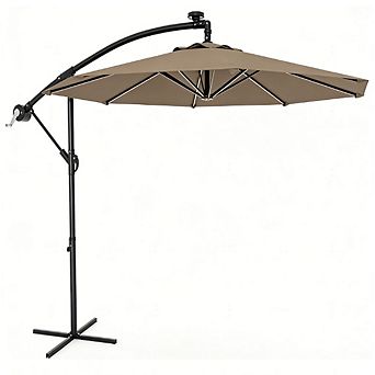 10FT Offset Umbrella with Cross Base 360-degree Rotation Infinite Tilt for Deck Pool Garden