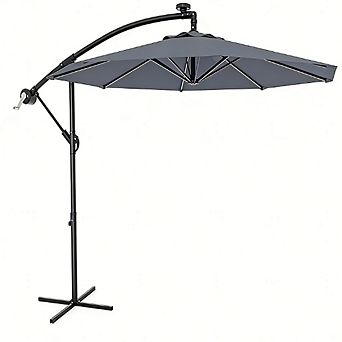 10FT Offset Umbrella with Cross Base 360-degree Rotation Infinite Tilt for Deck Pool Garden