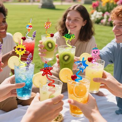 Reusable Drinking Straws Summer Party Favors 16pc