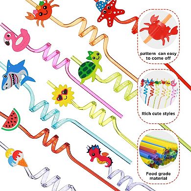 Reusable Drinking Straws Summer Party Favors 16pc