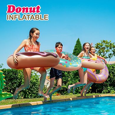 4 pack Donut Pool Floats Swim Rings Inflatable Tube