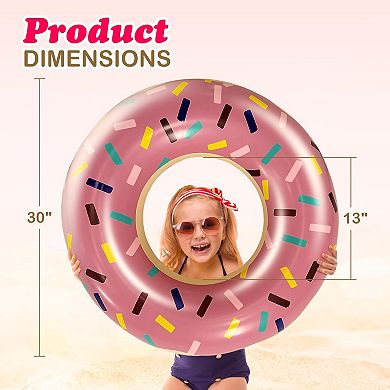 4 pack Donut Pool Floats Swim Rings Inflatable Tube