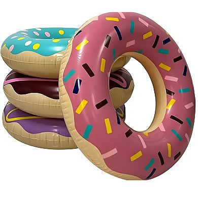 4 pack Donut Pool Floats Swim Rings Inflatable Tube