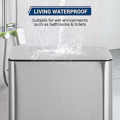 4 Gallon Step Trash Can 15 Liter Stainless Steel Rubbish Bin with Removable Inner Bucket Rectangle