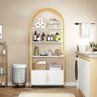 4-Tier 5 Inch Bookshelf Metal Frame Freestanding Sturdy Storage Organizer