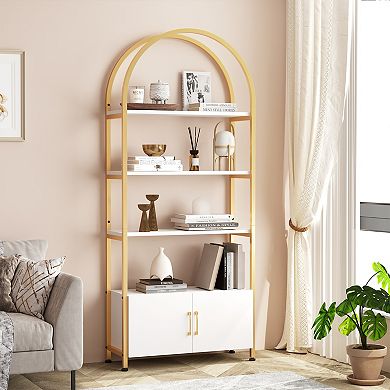 4-Tier 5 Inch Bookshelf Metal Frame Freestanding Sturdy Storage Organizer