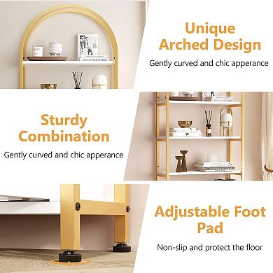 4-Tier 5 Inch Bookshelf Metal Frame Freestanding Sturdy Storage Organizer