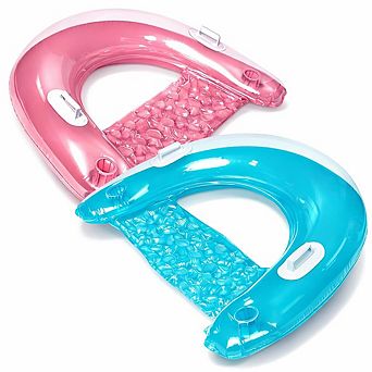 2 Pack Inflatable Pool Chair Float Adult Drink Holder Lounger