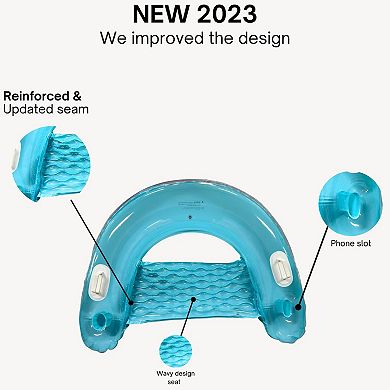 2 Pack Inflatable Pool Chair Float Adult Drink Holder Lounger