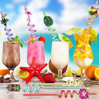 Summer Beach Pool Party Drinking Straws Reusable 24pc