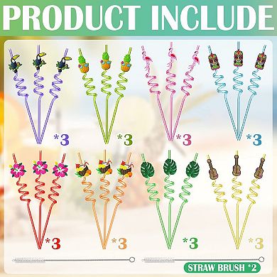 Summer Beach Pool Party Drinking Straws Reusable 24pc