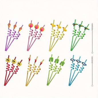 24 pc Reusable Drinking Straws Summer Party Supplies
