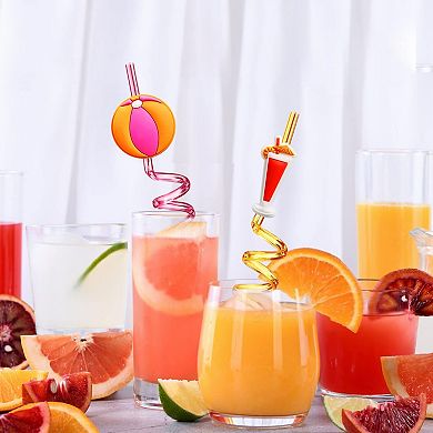 24pc Reusable Drinking Straws Summer Party Supplies