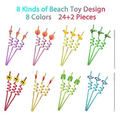 24pc Reusable Drinking Straws Summer Party Supplies