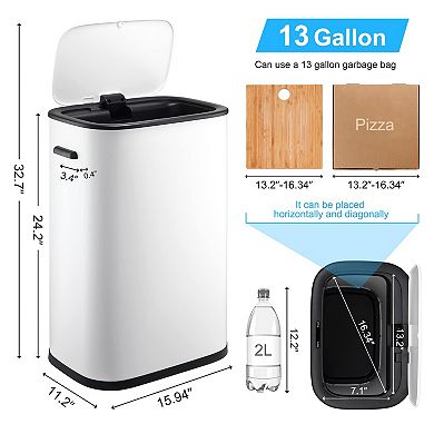 13 Gallon / 50 Liter Motion Sensor Trash Can Smart Trash Can with Lid Rectangular Automatic