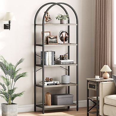 5-Tier Bookshelf Industrial Metal for Living Room Sturdy Storage Organizer