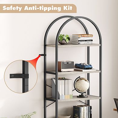 5-Tier Bookshelf Industrial Metal for Living Room Sturdy Storage Organizer