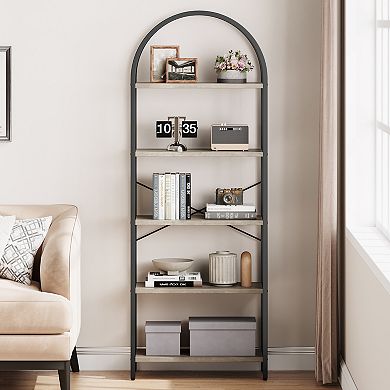 5-Tier Bookshelf Industrial Metal for Living Room Sturdy Storage Organizer