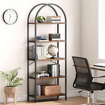 5 tier Bookshelf Industrial Metal for Living Room Sturdy Storage Organizer