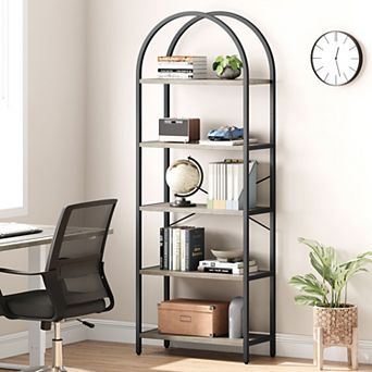 5 tier Bookshelf Industrial Metal for Living Room Sturdy Storage Organizer