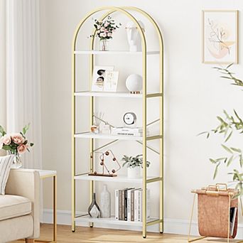 5 tier Bookshelf Industrial Metal for Living Room Sturdy Storage Organizer