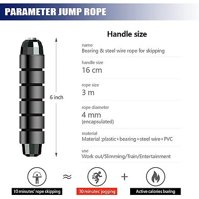 Jump Rope Ball Bearings Adjustable Speed Fitness Workout Home Gym Skipping Exercise