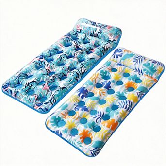 2 Pack Inflatable Pool Float Mat Headrest Lake Raft Lounger