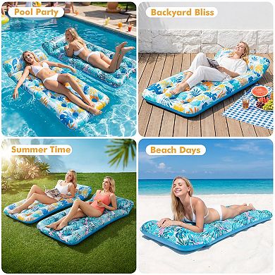 2 Pack Inflatable Pool Float Mat Headrest Lake Raft Lounger