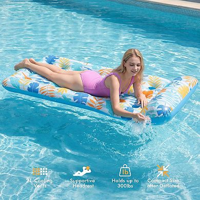 2 Pack Inflatable Pool Float Mat Headrest Lake Raft Lounger