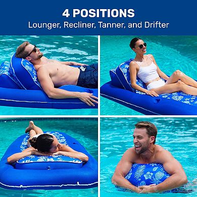 Aqua Campania 2-in-1 Pool Float Lounge Adjustable Backrest Cupholder