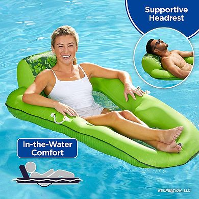 Aqua Campania Pool Float Lounge 2-in-1 Adjustable Backrest Cupholder