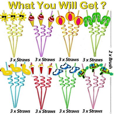 Reusable Cocktail Straws Summer Party Supplies 24pc