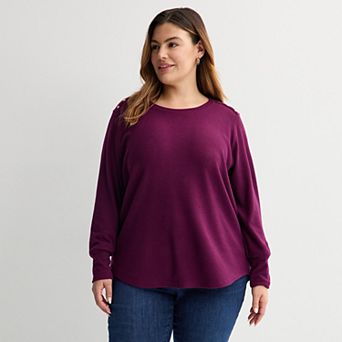 Plus Size Sonoma Goods For Life® Cozy Waffle Pullover