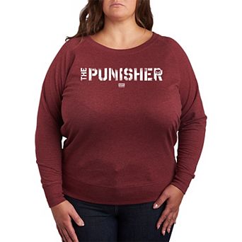 Plus Size Marvel The Punisher Logo French Terry Long Sleeve Tee
