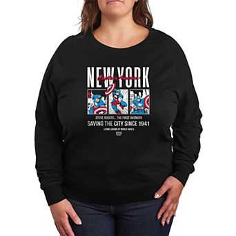 Plus Size Marvel Captain America French Terry Long Sleeve Tee